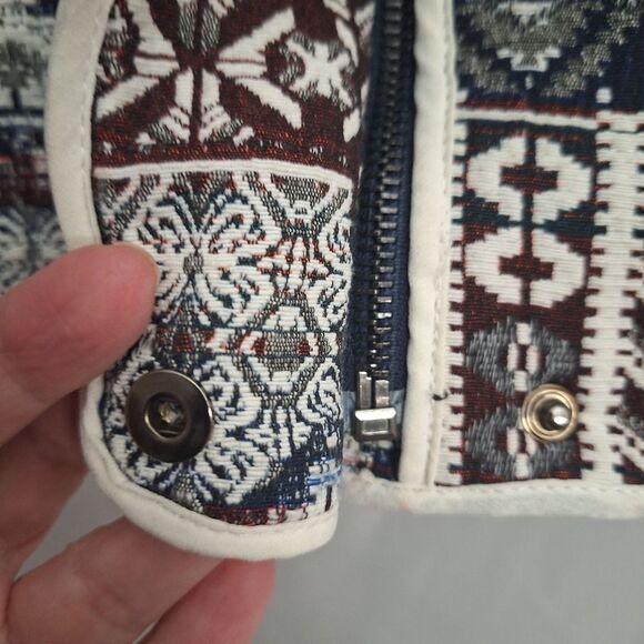 Zara Womens Jacquard Blazer Long Sleeve Moto Textured Aztec Tribal Small - Picture 6 of 13